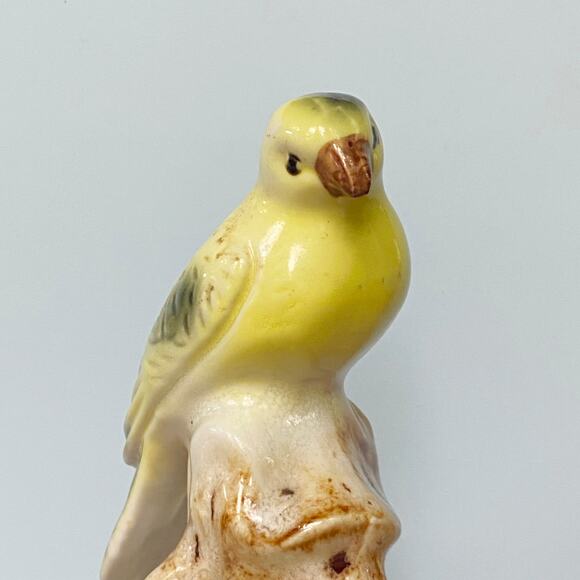 Vintage yellow parakeet on driftwood Figurine - Picture 6 of 7